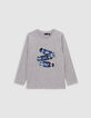 T-shirt gris coton bio badges skates garçon-1