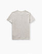 Kittgrau meliertes Jungen-T-Shirt mit Surfbrett-Flagge -3