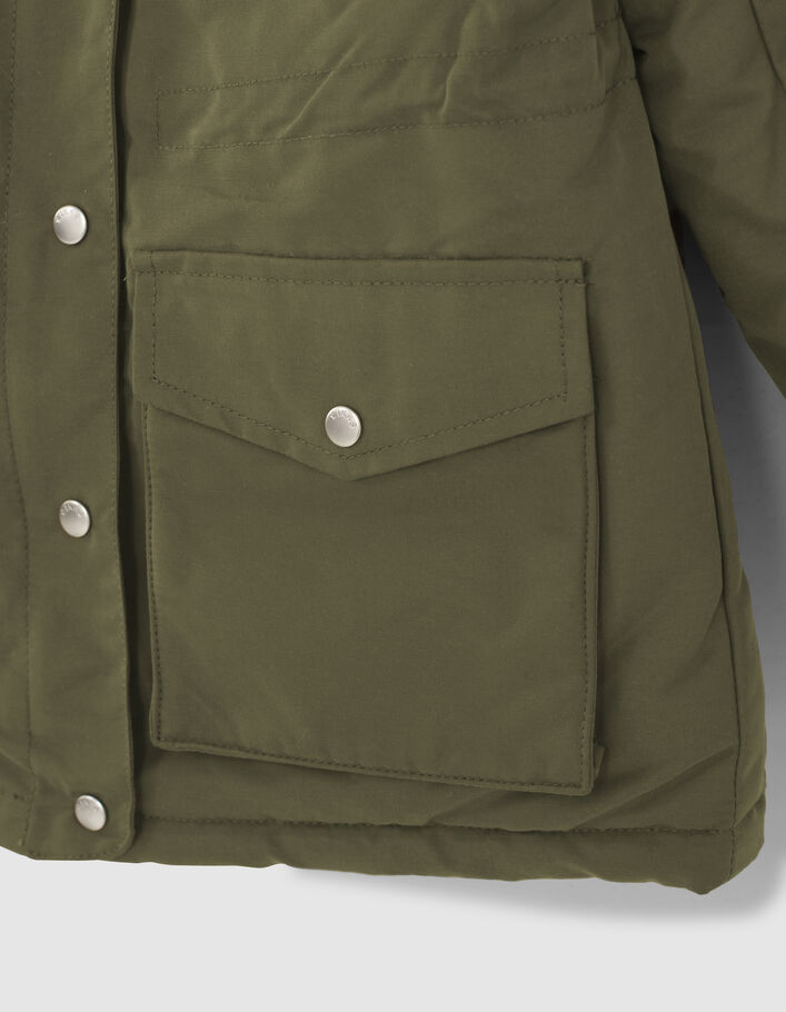 Girls’ khaki 3-in-1 parka, silver reversible bomber jacket - IKKS