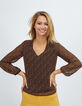 I.Code black, cognac small heart print top-4