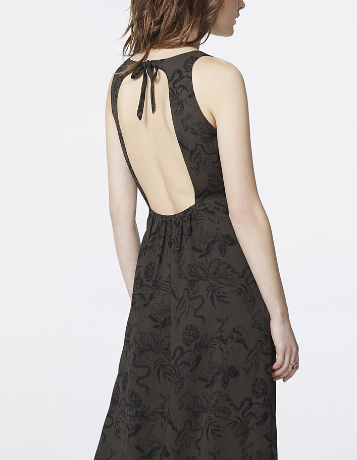 Lange voile damesjurk zonder mouwen jungleprint-3
