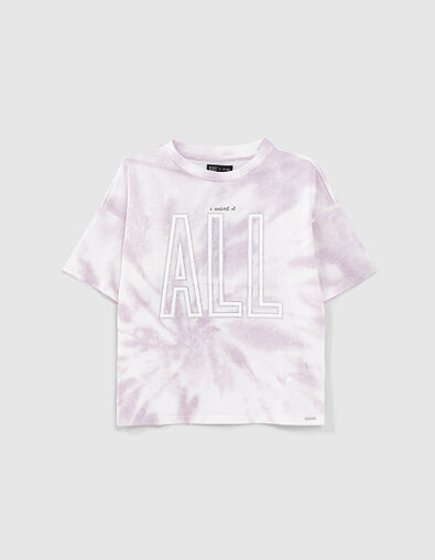 T-shirt blanc cassé bio tie and dye à maxi typo fille - IKKS