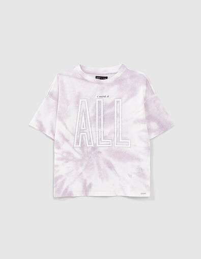 Girls' off-white tie-dye organic T-shirt with XL letters - IKKS