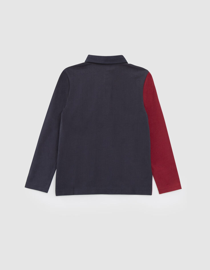 Rugbystil Jungen-Polo marineblau, grau und bordeaux  -3