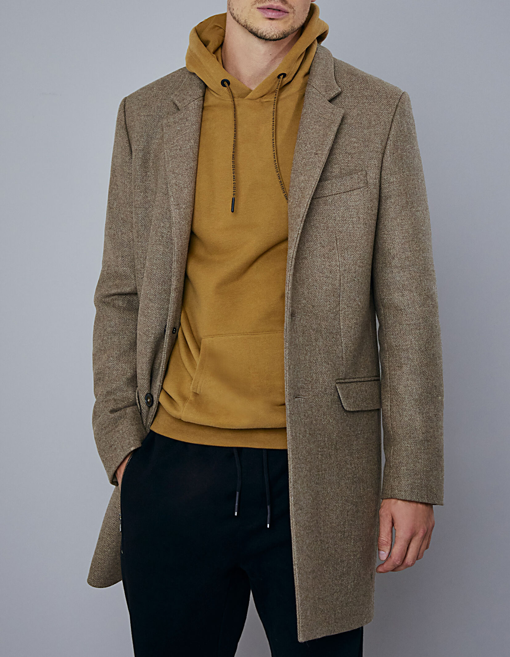 Men s light brown straight coat IKKS