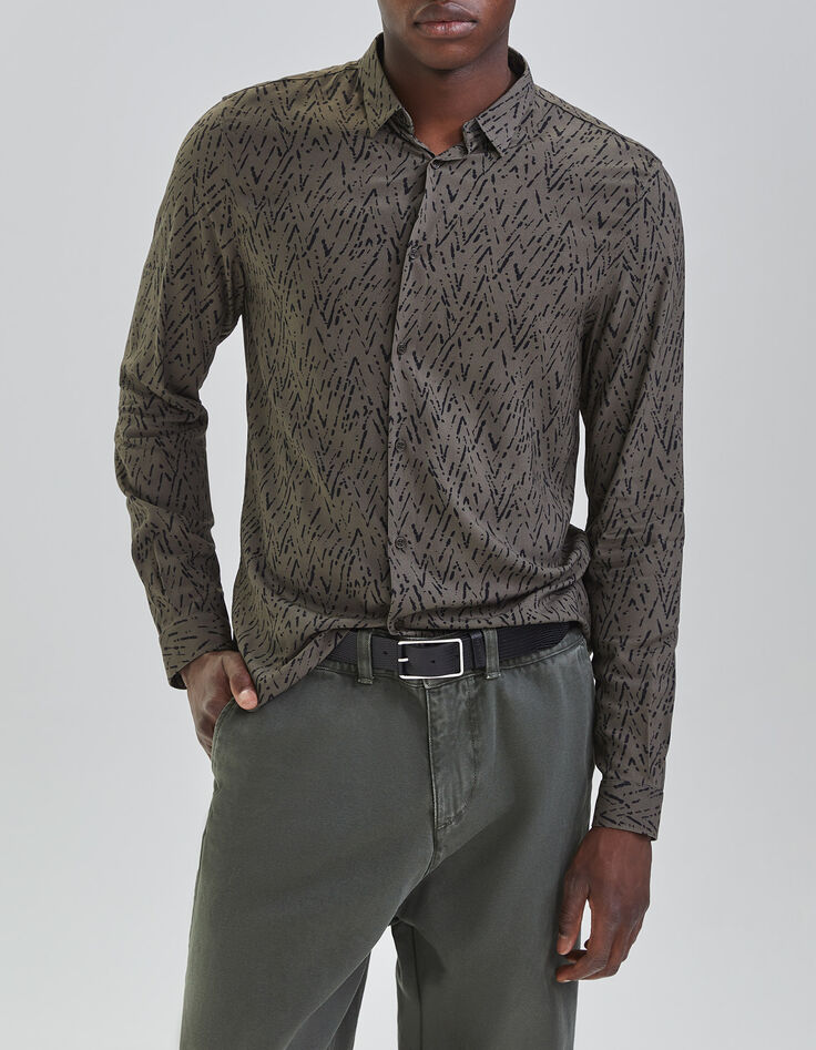 Khaki SLIM-Herrenhemd LENZING&trade; ECOVERO&trade; mit Fischgr&auml;ten-2