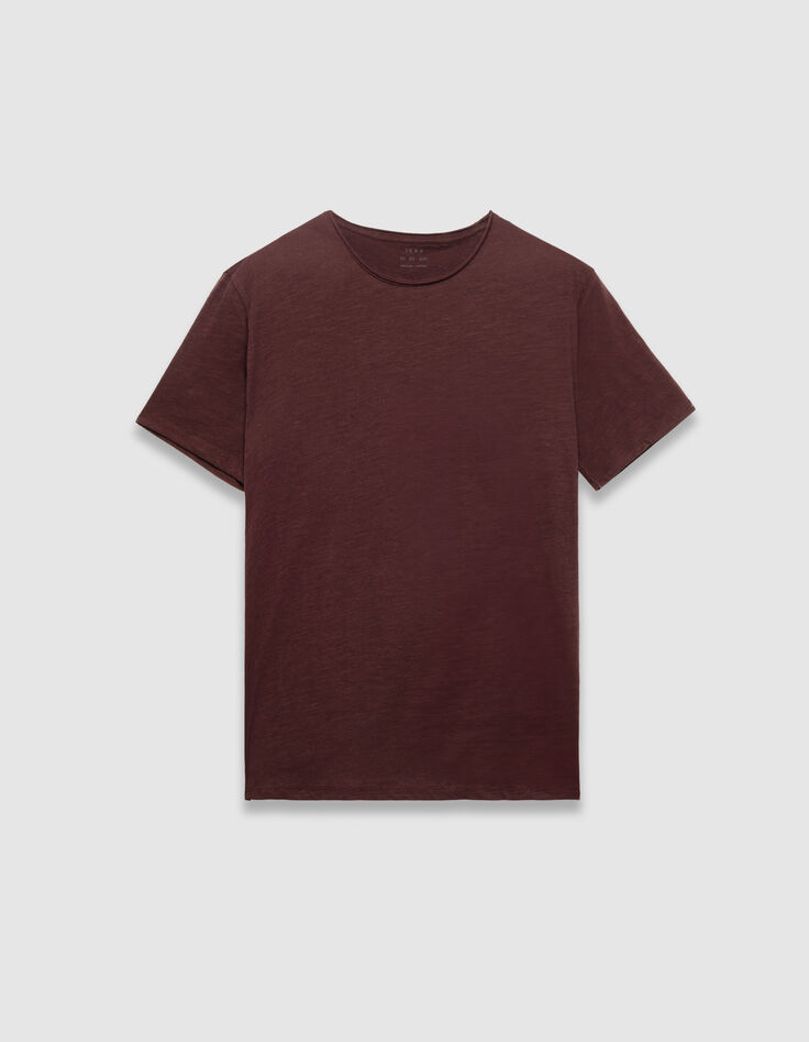 Pflaumenbraunes Herren-T-Shirt geflammte Biowolle Rundhals-5