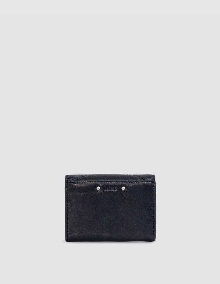 Mini portefeuille 1440 noir cuir matelassé Femme-2