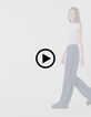 Waterless blue LARGE jeans with marked pleats for girl-11