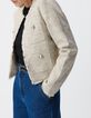 Chaqueta corta de tweed beige Mujer-4