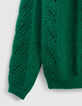 Grüner Damenrollkragenpullover mit Ajours-Strick-3