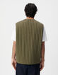 Men's khaki quilted sleeveless vest-4