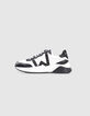 Girls’ black and white studded trainers with perforations-1