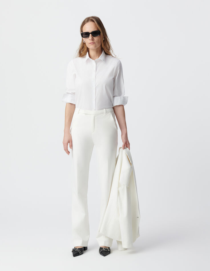 Pantalon de tailleur blanc ajusté maille Milano Femme-6