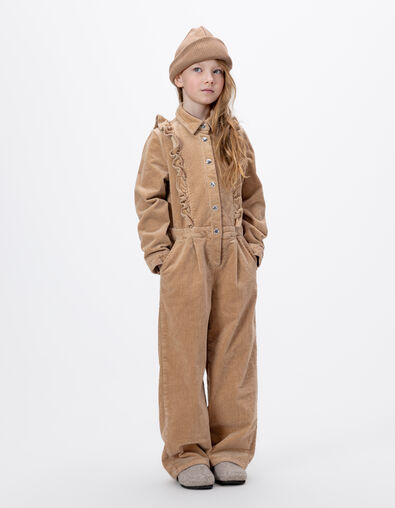 Girls’ beige corduroy jumpsuit - IKKS