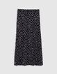 Jupe midi noire LENZING&trade; ECOVERO&trade; imprim&eacute; pois Femme-7