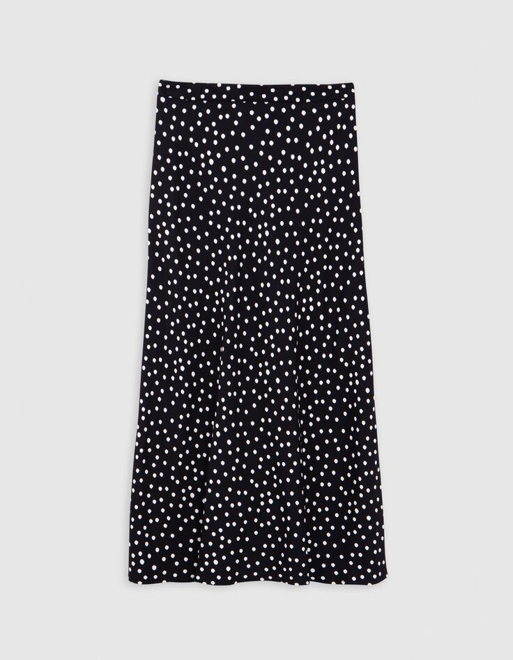 Jupe midi noire LENZING&trade; ECOVERO&trade; imprim&eacute; pois Femme-7