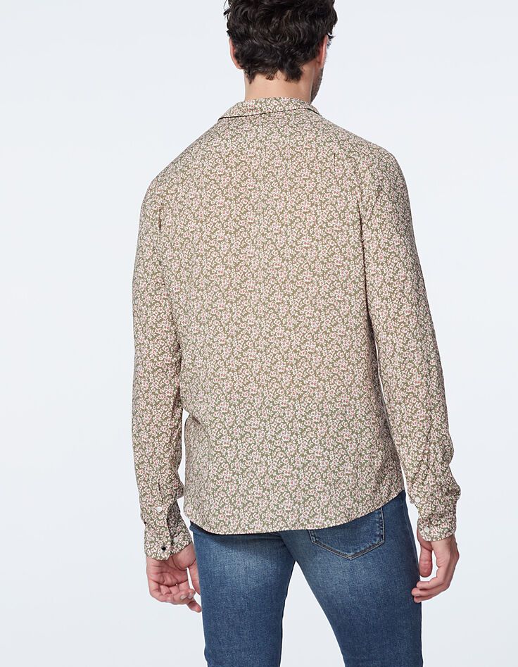 Chemise REGULAR kaki à fleurs roses Homme-4