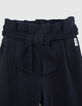 Pantalón azul marino algodón punto cinturón anudado niña-2