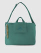 Sac totebag vert toile broderie Femme-2