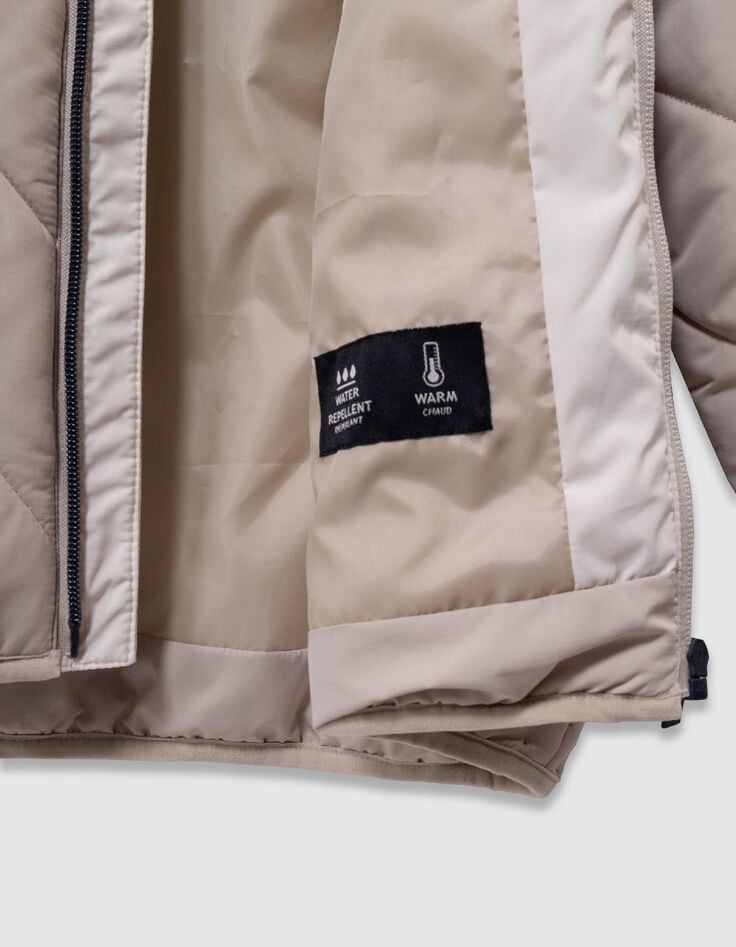 Beige PUFFERJAS in tweekleurige strepen voor jongens-7