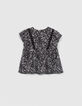 Schwarze Mädchenbluse, LENZING™ ECOVERO™, Dschungel-Print-3