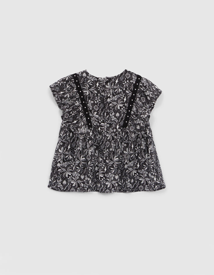 Schwarze Mädchenbluse, LENZING™ ECOVERO™, Dschungel-Print-3