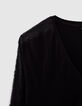 Camiseta manga larga negra pieza encaje manga mujer-2
