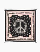 Chèche gris symbole Peace & Love fleurs fille -1