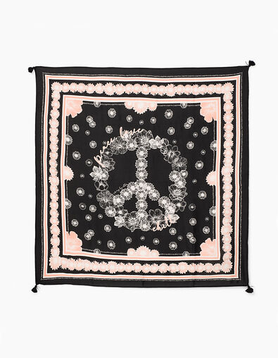 Chèche gris symbole Peace & Love fleurs fille  - IKKS