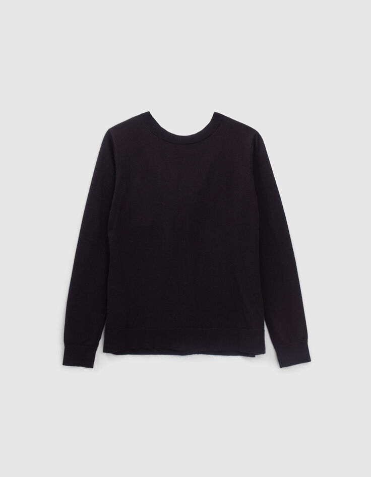 Zwart omkeerbaar vest tricot en kant Dames-5