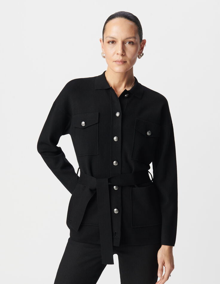 Saharienne noire tricot 4 poches Femme-2