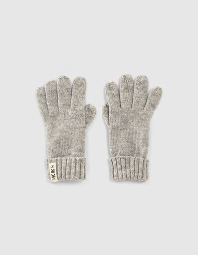 Boys’ medium grey marl knit gloves - IKKS