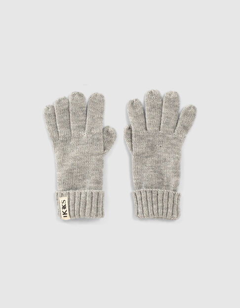 Boys’ medium grey marl knit gloves - IKKS