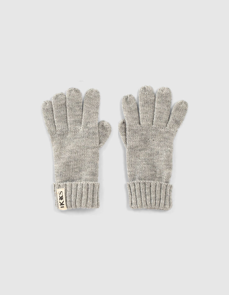 Gemêleerd middengrijze gebreide handschoenen jongens-1