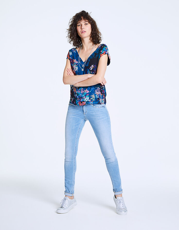 Top manches courtes en voile imprimé floral femme-6 Top manches courtes en voile imprimé floral femme-6
