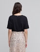 Schwarzes Damen-T-Shirt mit Schmuckkragen-5