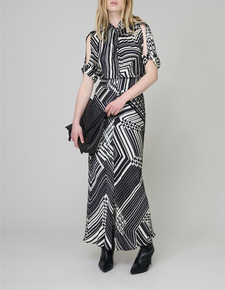 Pure Edition-Vestido largo Art Déco negro para mujer-1