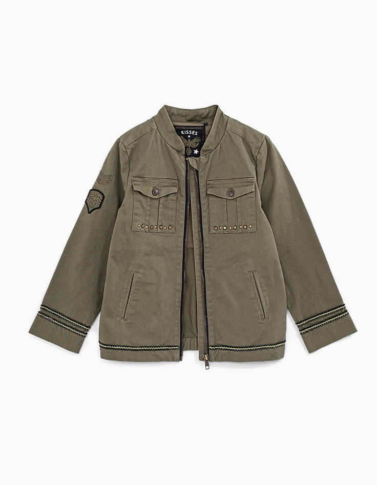 Bronzen safari-jasje met studs en borduursels meisjes-7