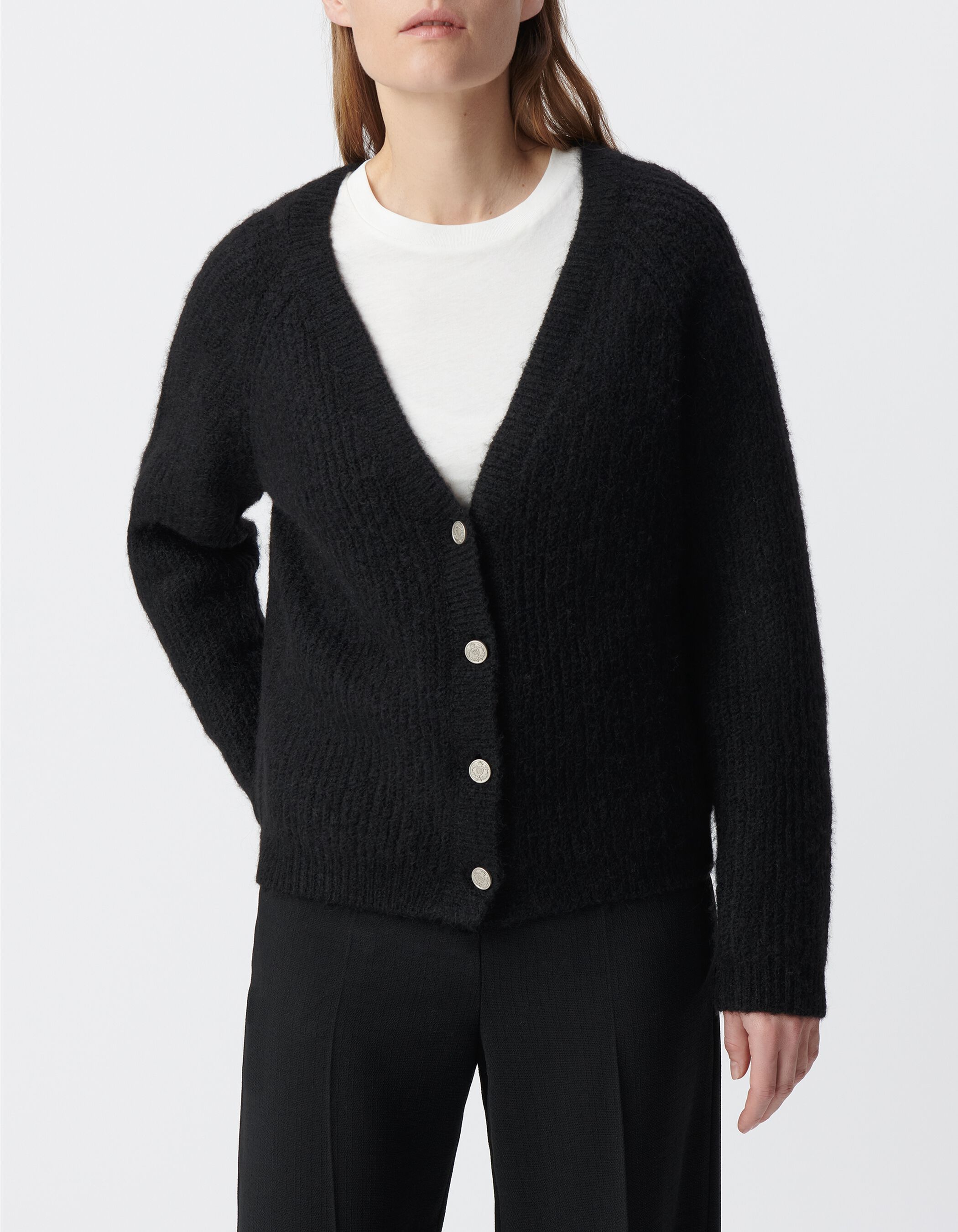 Women's black oversized knit cardigan IKKS