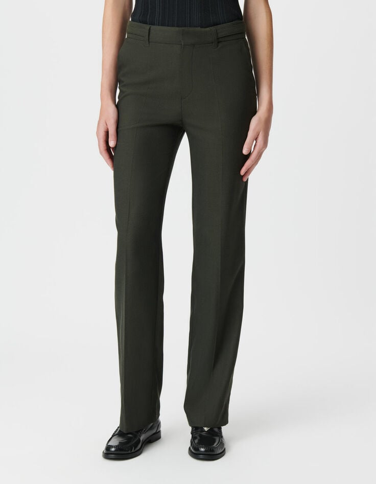 Women’s khaki micro-herringbone suit trousers-3 Women’s khaki micro-herringbone suit trousers-3
