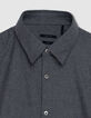 Men's grey slim cotton flannel shirt-2