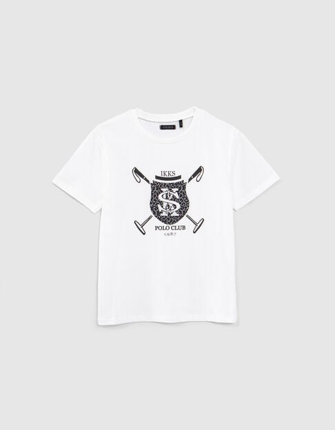 Camiseta blanco roto escudo IKKS bordado niño - IKKS