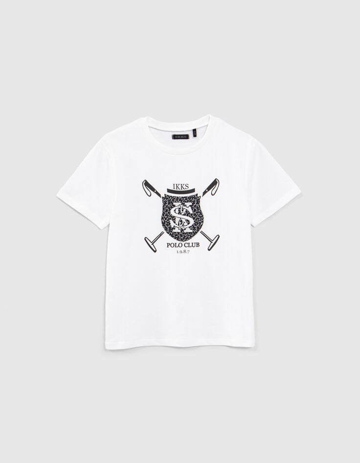 Gebroken wit T-shirt geborduurd embleem IKKS jongens-1