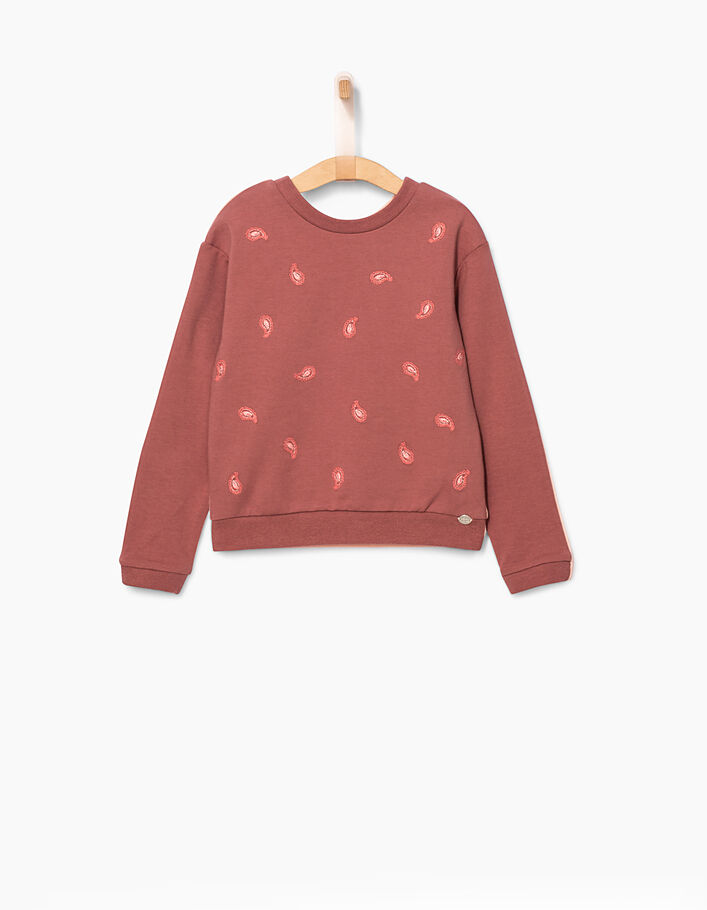 Girls’ reversible redwood and pastel pink sweatshirt - IKKS