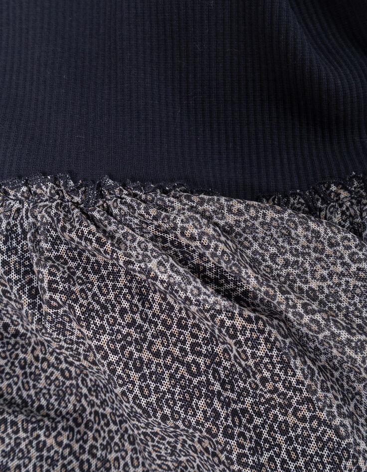 Marineblaues Mädchen-Tüllkleid Mischgewebe Leo-Schleife-7 Marineblaues Mädchen-Tüllkleid Mischgewebe Leo-Schleife-7