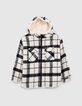 Schwarzer 3-in-1-M&auml;dchenparka und Wendeoberhemd mit Karos-2