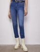 Women’s blue studded sculpt-up mid-waist slim jeans-2