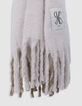 Girl's beige plaid scarf-6