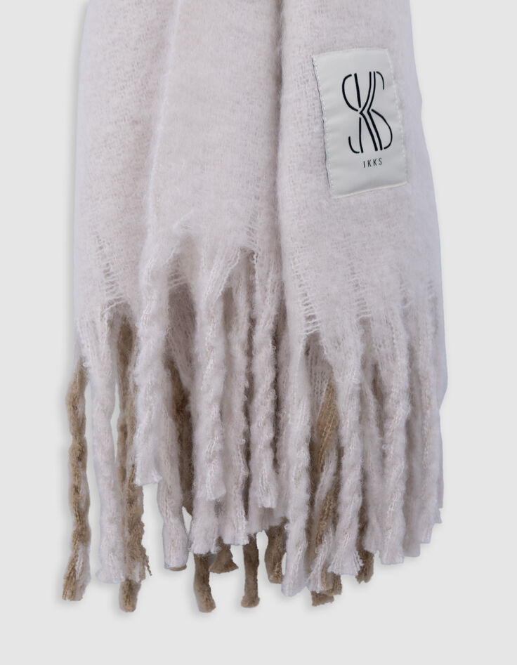 Girl's beige plaid scarf-6